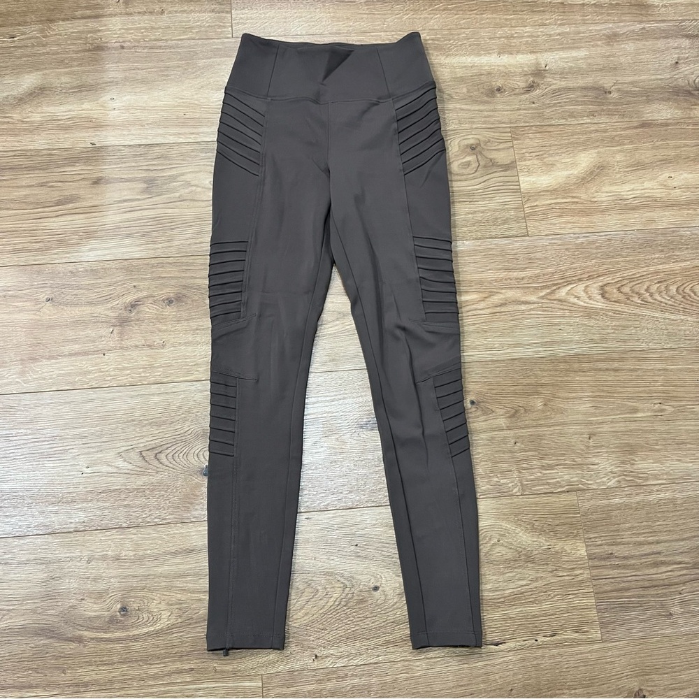 Athleta Delancey Moto Tight Brown High-Waisted Leggings XS